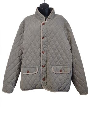 Mad Hero Gray Quilted Jacket Mens Sz XL Corduroy Collar Fleece Lined Button NWT
